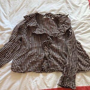 DOEN - Small- Women's Black and White Gingham Top.